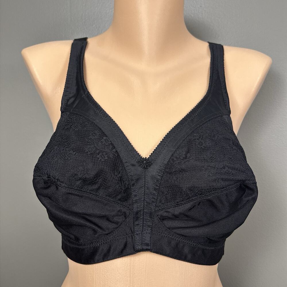 Vintage Sears 54215 Wireless Unlined Full Coverage Bra Size 40C Black Pointy